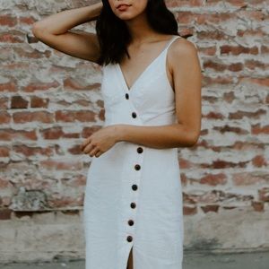 urban outfitters white linen button dress